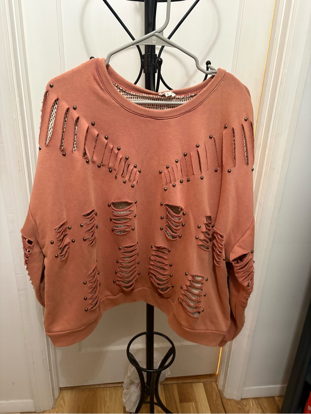 POL Cut Out Sweatshirt With Thermal Insert And Studs Size Large